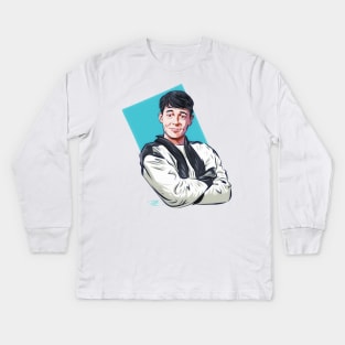 Matthew Broderick - An illustration by Paul Cemmick Kids Long Sleeve T-Shirt